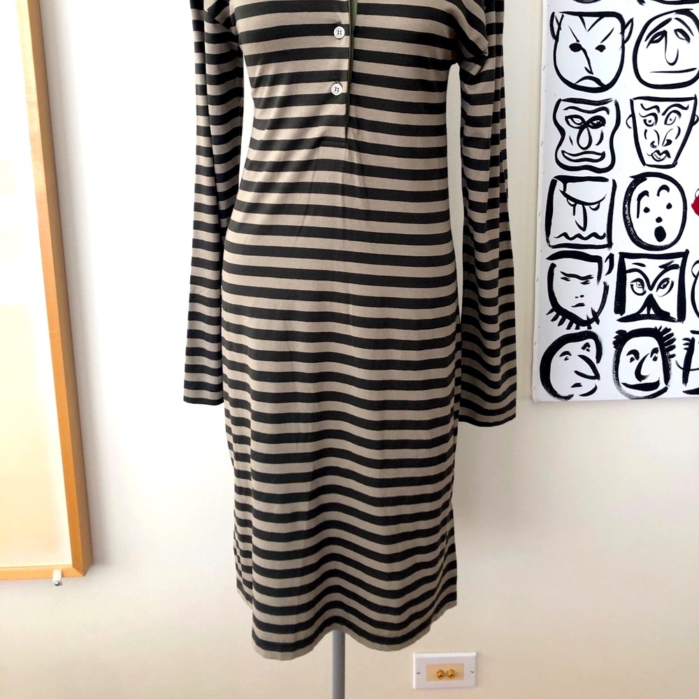 Andrea Saletto Dress Midi Striped Long Sleeve Slimming Stretchy Flattering Comfy - Picture 4 of 7